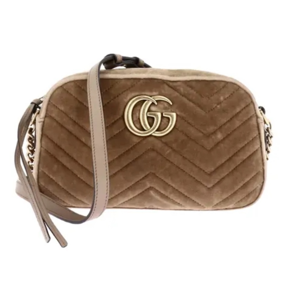Gucci Marmont Velvet Crossbody Bag - Brown